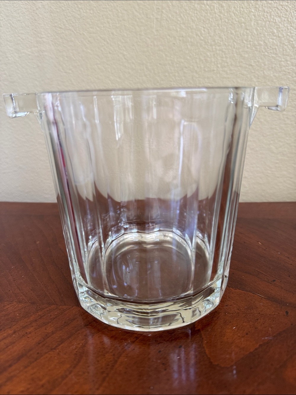 Vintage Ice Bucket Clear Crystal Glass with Tab Handles- Classic Home Dining